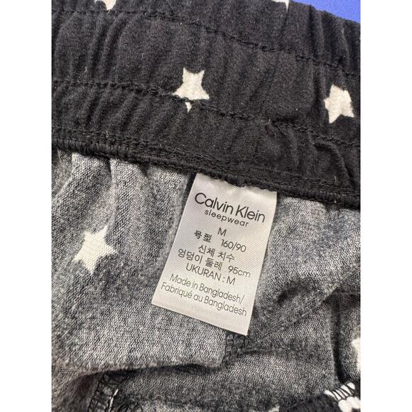 Calvin Klein Sleepwear Medium Black Pants White Star Print 100% Polyester - Picture 3 of 8